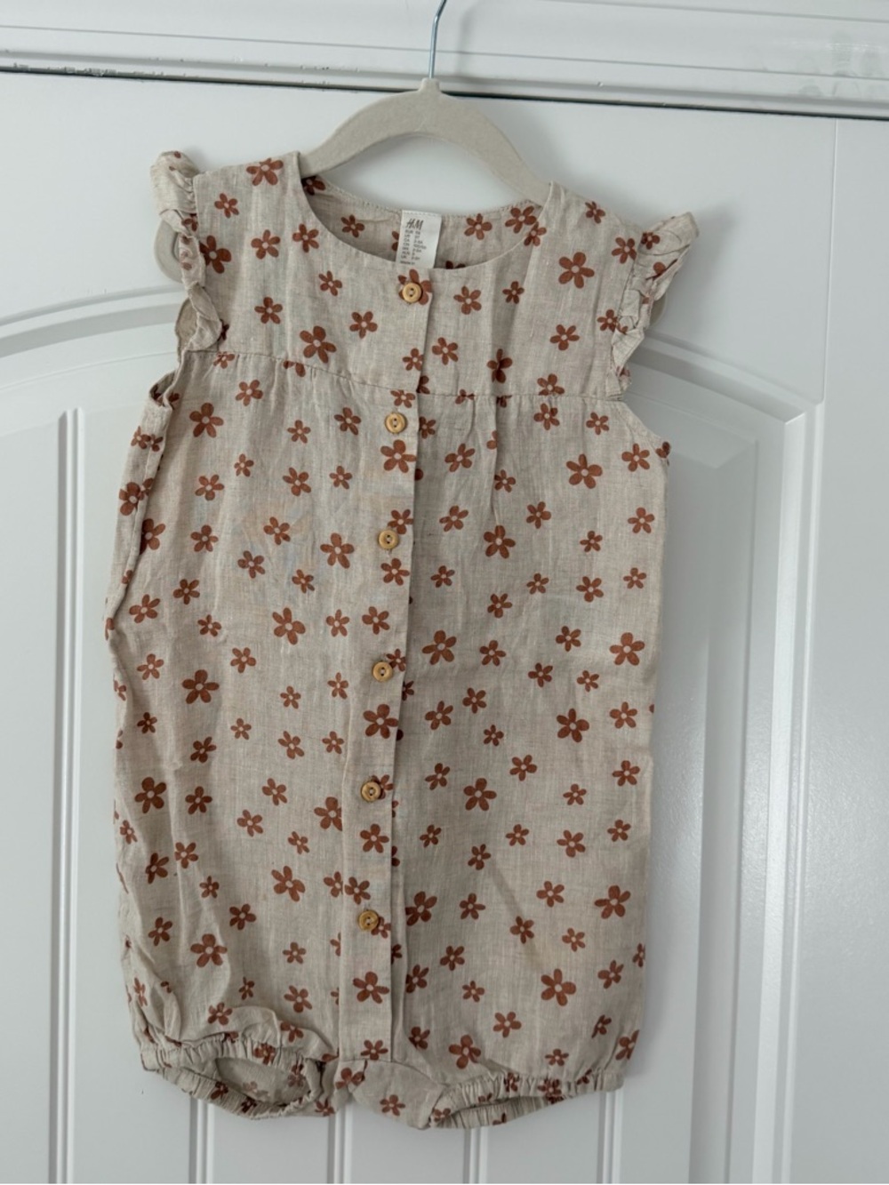 H&M Beige Romper with Rust Floral Print